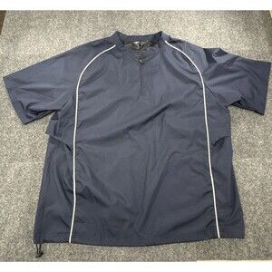 Rawlings Batting Cage Windbreaker Pullover Jacket Men’s XL Navy Baseball 1/4 Zip